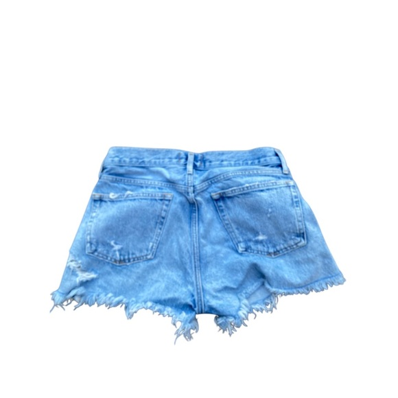 Agolde Blue High-Waisted Distressed Jean Shorts - Picture 2 of 7